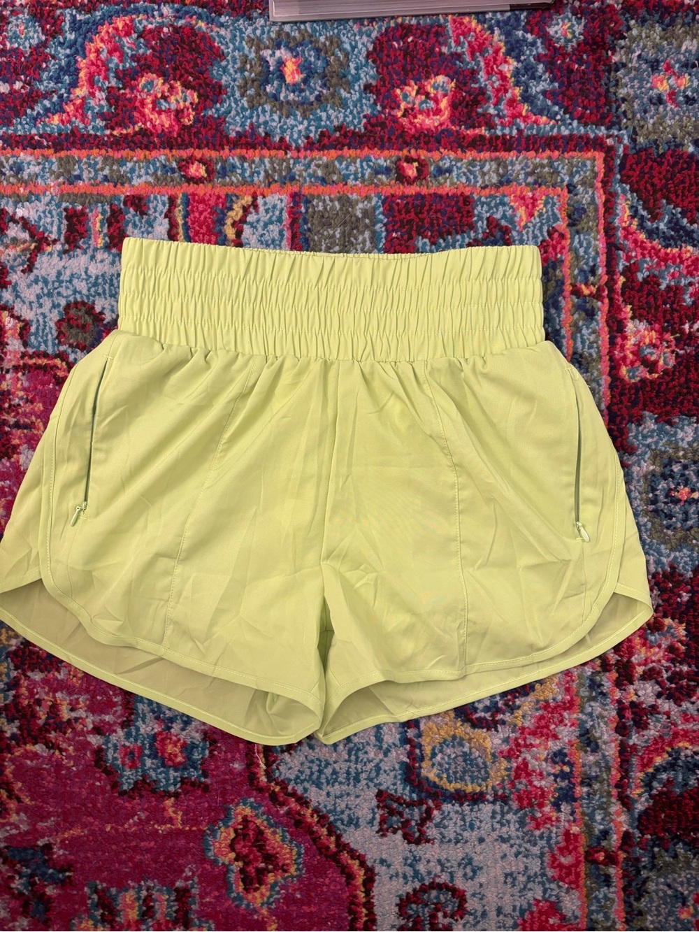 High-Waist Athletic Shorts in Lemon Yellow